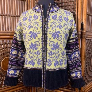 Icelandic Design Wool Nordic Knit Zip Lined Sweater M
